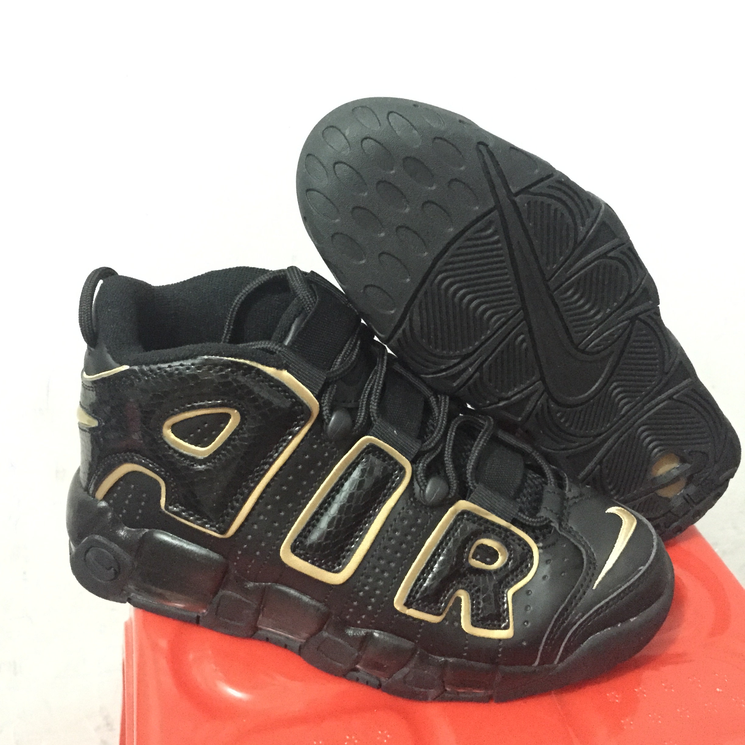 Nike Air More Uptempo Black Gold Shoes